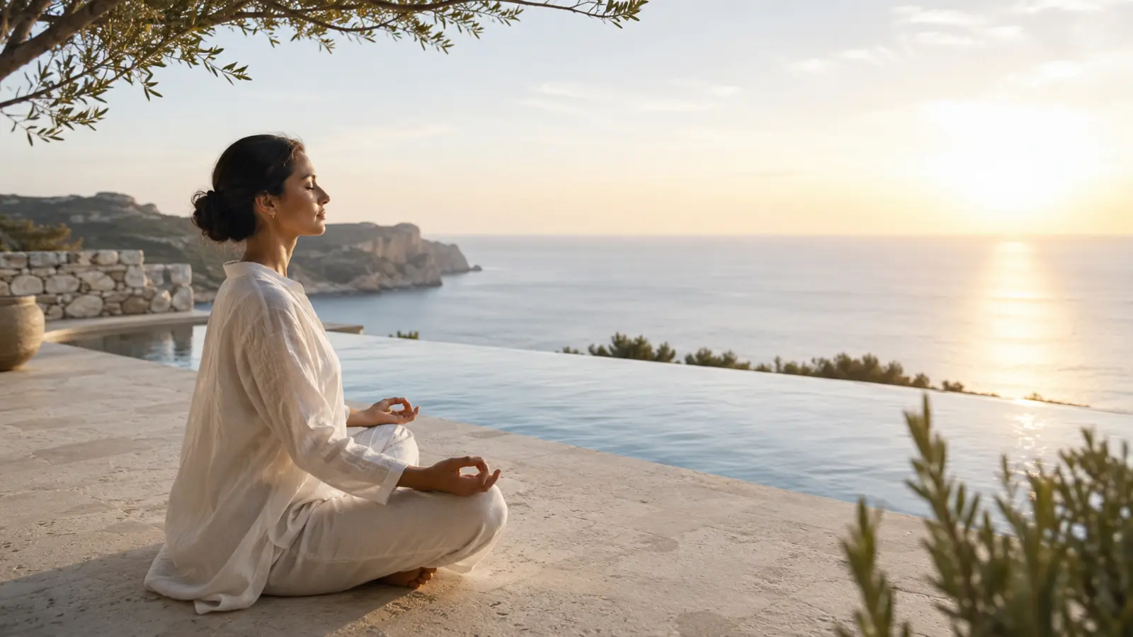 Akdeniz manzaralı meditasyon